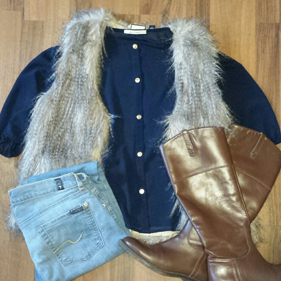 Tops - Navy Sheer Top